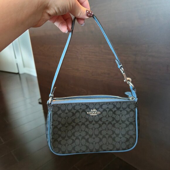 Coach Mini Bag - gently used. Gunmetal & light blue. - Picture 1 of 2